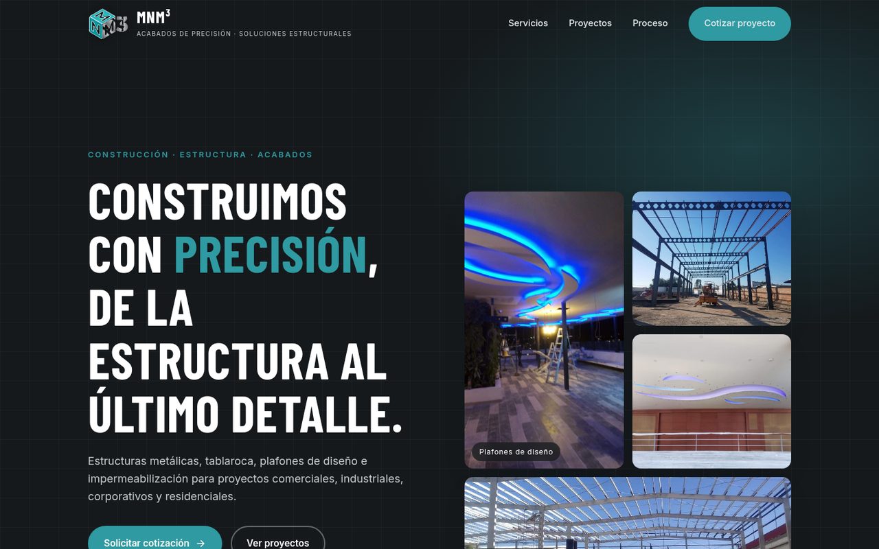 Landing page de MNM³ en computadora